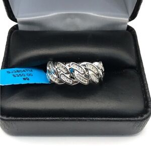 925 Sterling Silver 0.98CT MOISSANITE Cuban Link Men’s Band ring size 9